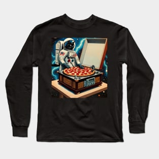 Dj Pizza Black Cat in Space Long Sleeve T-Shirt